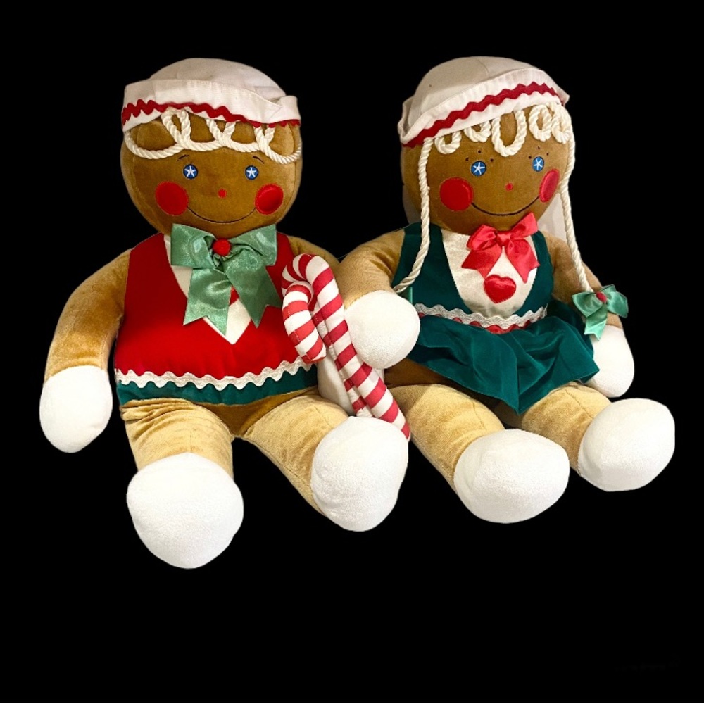 Vintage Target Large Gingerbread Girl Boy 20" Plush Christmas 1990 Commonwealth